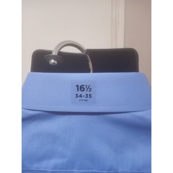 New Stafford Easy Care Travel Men's 16.5 34-35 (XL) Fitted Dress Shirt Blue NWT - Picture 6 of 12